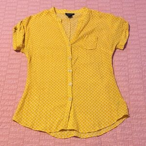 I heart Ronson Yellow Geometric Button-Up Blouse